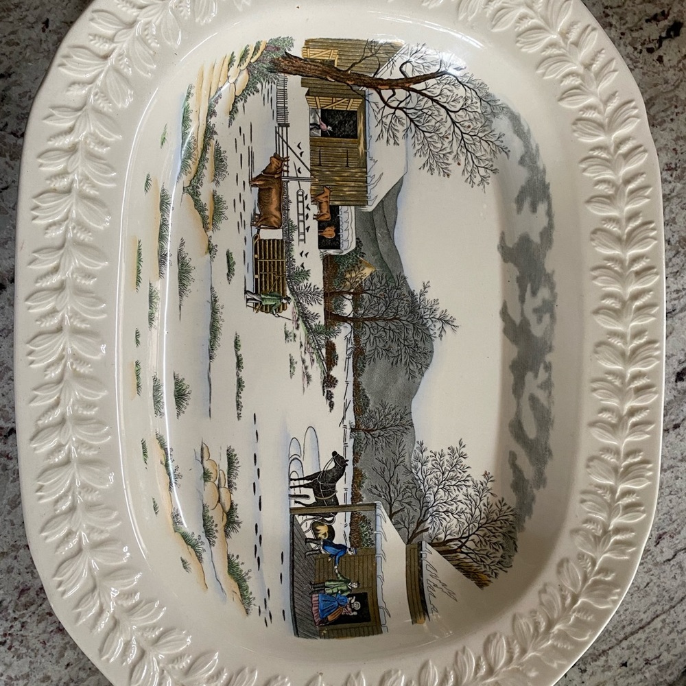 Vintage Adams Turkey Platter
Currier & Ives "Home To Thanksgiving"